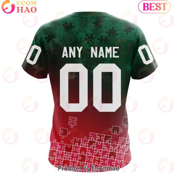 Personalized NHL Minnesota Wild Special Autism Awareness Design ST2403 3D Hoodie