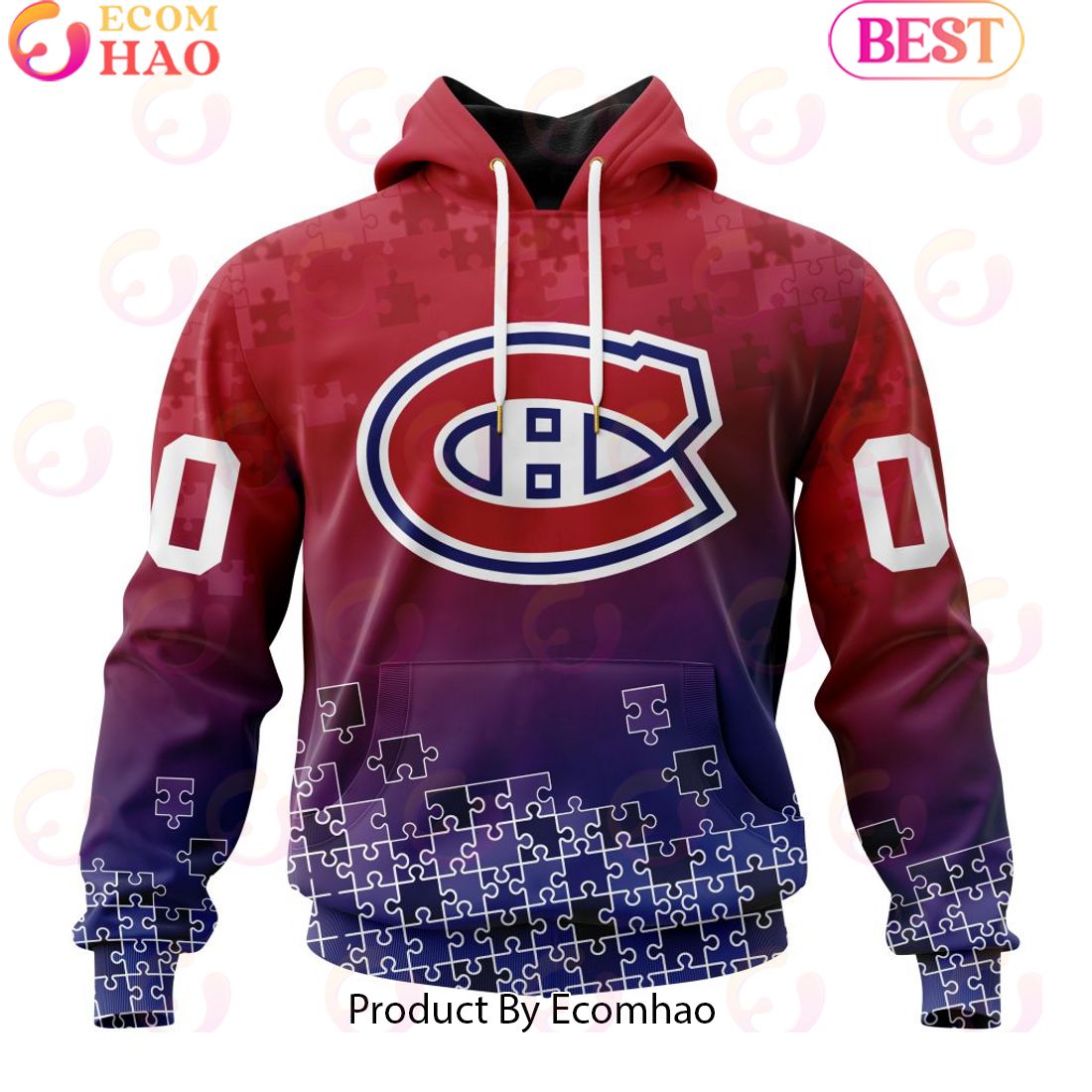 Personalized NHL Montreal Canadiens Special Autism Awareness Design ST2403 3D Hoodie