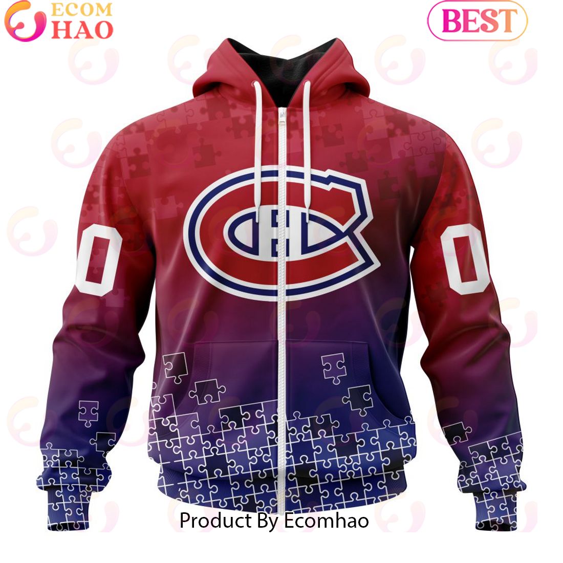 Personalized NHL Montreal Canadiens Special Autism Awareness Design ST2403 3D Hoodie