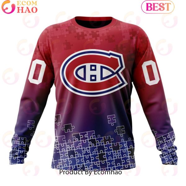 Personalized NHL Montreal Canadiens Special Autism Awareness Design ST2403 3D Hoodie