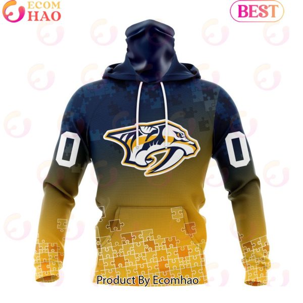 Personalized NHL Nashville Predators Special Autism Awareness Design ST2403 3D Hoodie