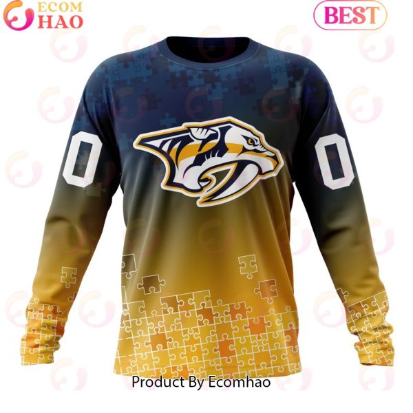 Personalized NHL Nashville Predators Special Autism Awareness Design ST2403 3D Hoodie