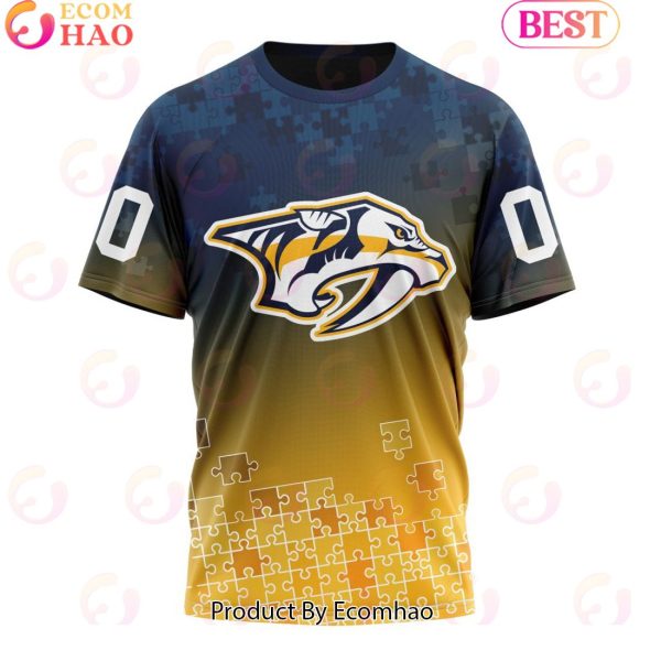 Personalized NHL Nashville Predators Special Autism Awareness Design ST2403 3D Hoodie