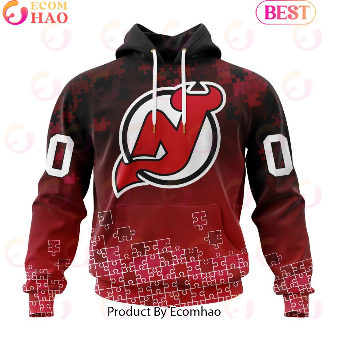 Personalized NHL New Jersey Devils Special Autism Awareness Design ST2403 3D Hoodie