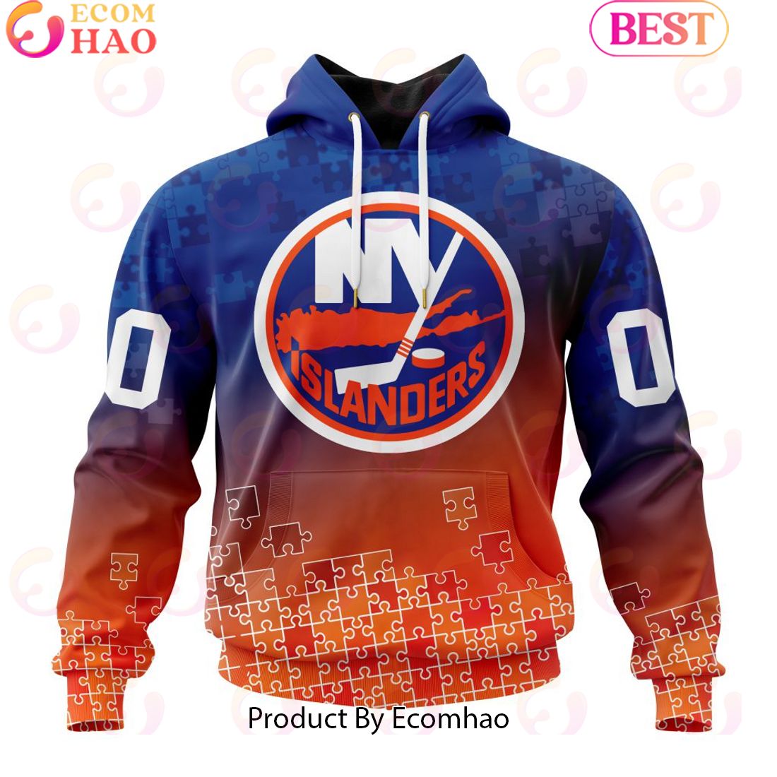 Personalized NHL New York Islanders Special Autism Awareness Design ST2403 3D Hoodie