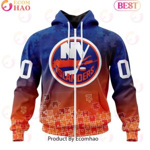 Personalized NHL New York Islanders Special Autism Awareness Design ST2403 3D Hoodie