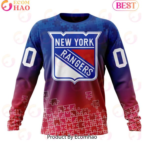 Personalized NHL New York Rangers Special Autism Awareness Design ST2403 3D Hoodie