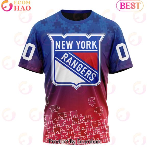Personalized NHL New York Rangers Special Autism Awareness Design ST2403 3D Hoodie