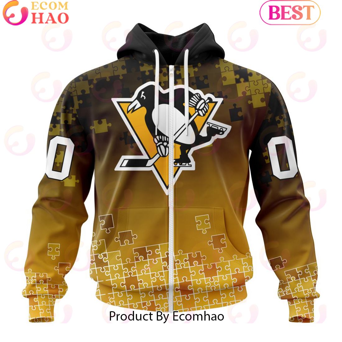 Personalized NHL Pittsburgh Penguins Special Autism Awareness Design ST2403 3D Hoodie