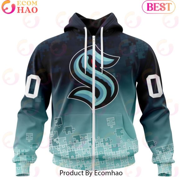 Personalized NHL Seattle Kraken Special Autism Awareness Design ST2403 3D Hoodie