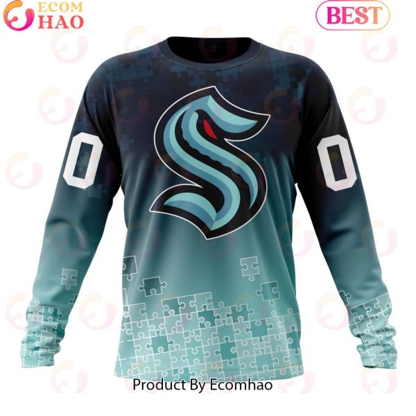 Personalized NHL Seattle Kraken Special Autism Awareness Design ST2403 3D Hoodie