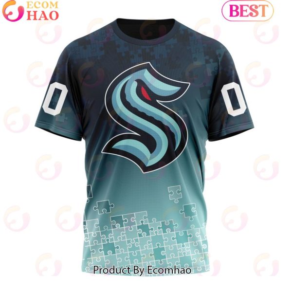 Personalized NHL Seattle Kraken Special Autism Awareness Design ST2403 3D Hoodie