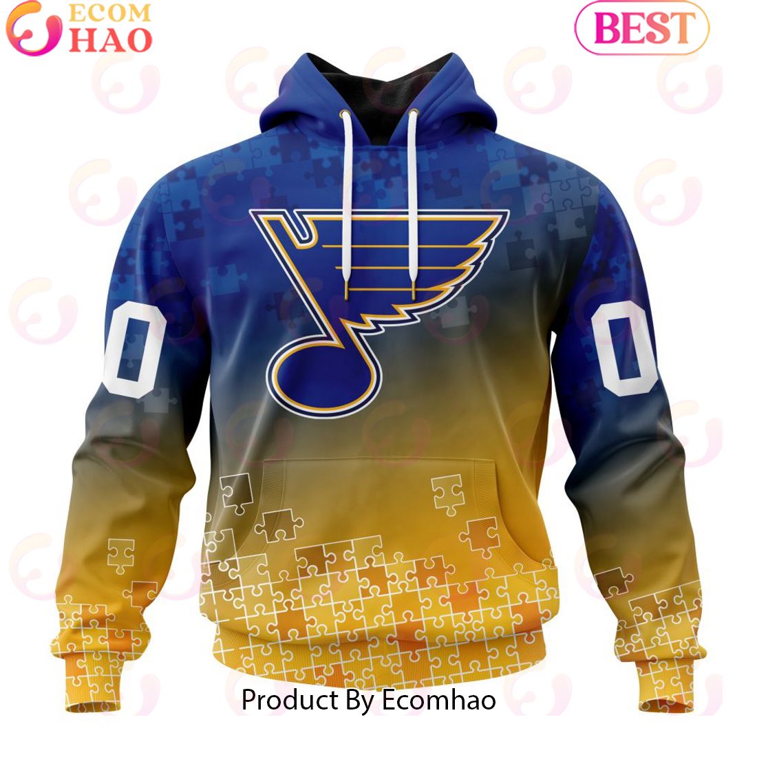 Personalized NHL St. Louis Blues Special Autism Awareness Design ST2403 3D Hoodie