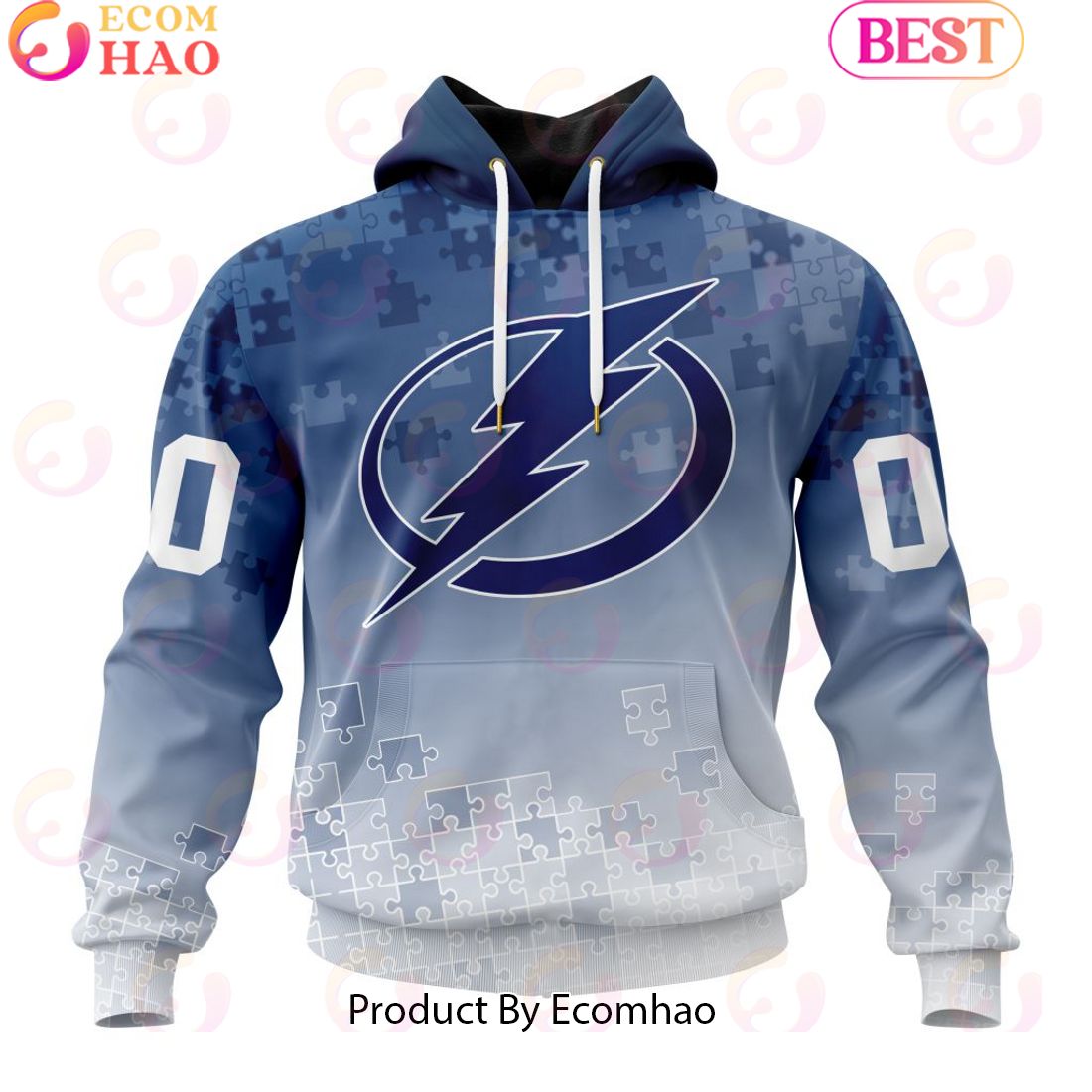 Personalized NHL Tampa Bay Lightning Special Autism Awareness Design ST2403 3D Hoodie