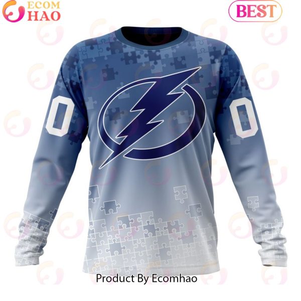 Personalized NHL Tampa Bay Lightning Special Autism Awareness Design ST2403 3D Hoodie