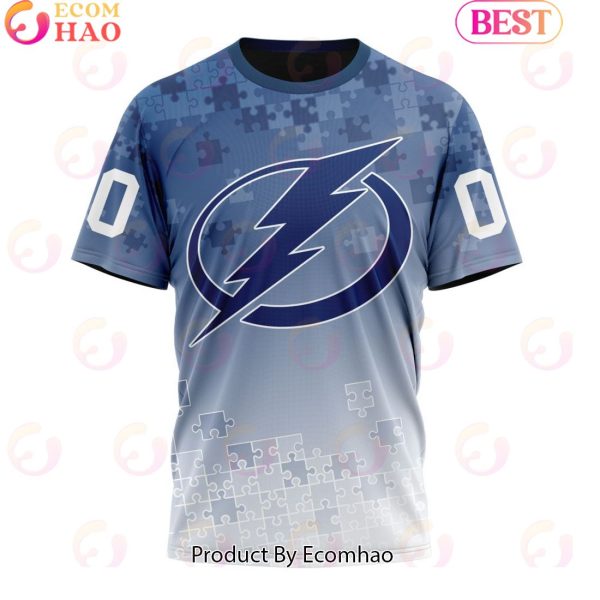 Personalized NHL Tampa Bay Lightning Special Autism Awareness Design ST2403 3D Hoodie