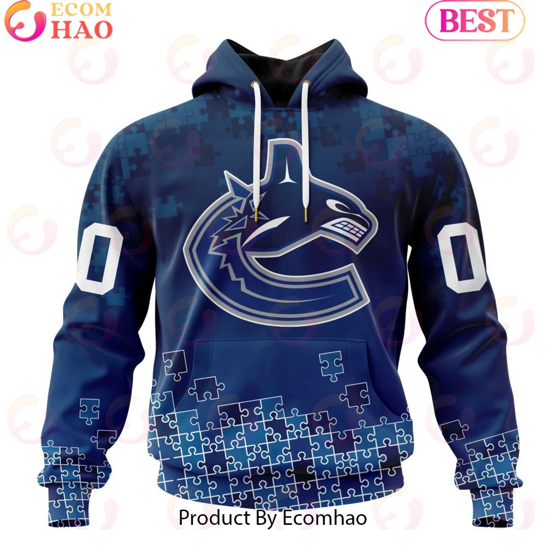 Personalized NHL Vancouver Canucks Special Autism Awareness Design ST2403 3D Hoodie