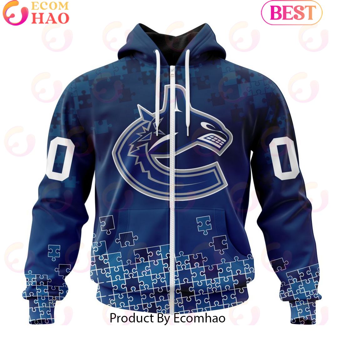 Personalized NHL Vancouver Canucks Special Autism Awareness Design ST2403 3D Hoodie