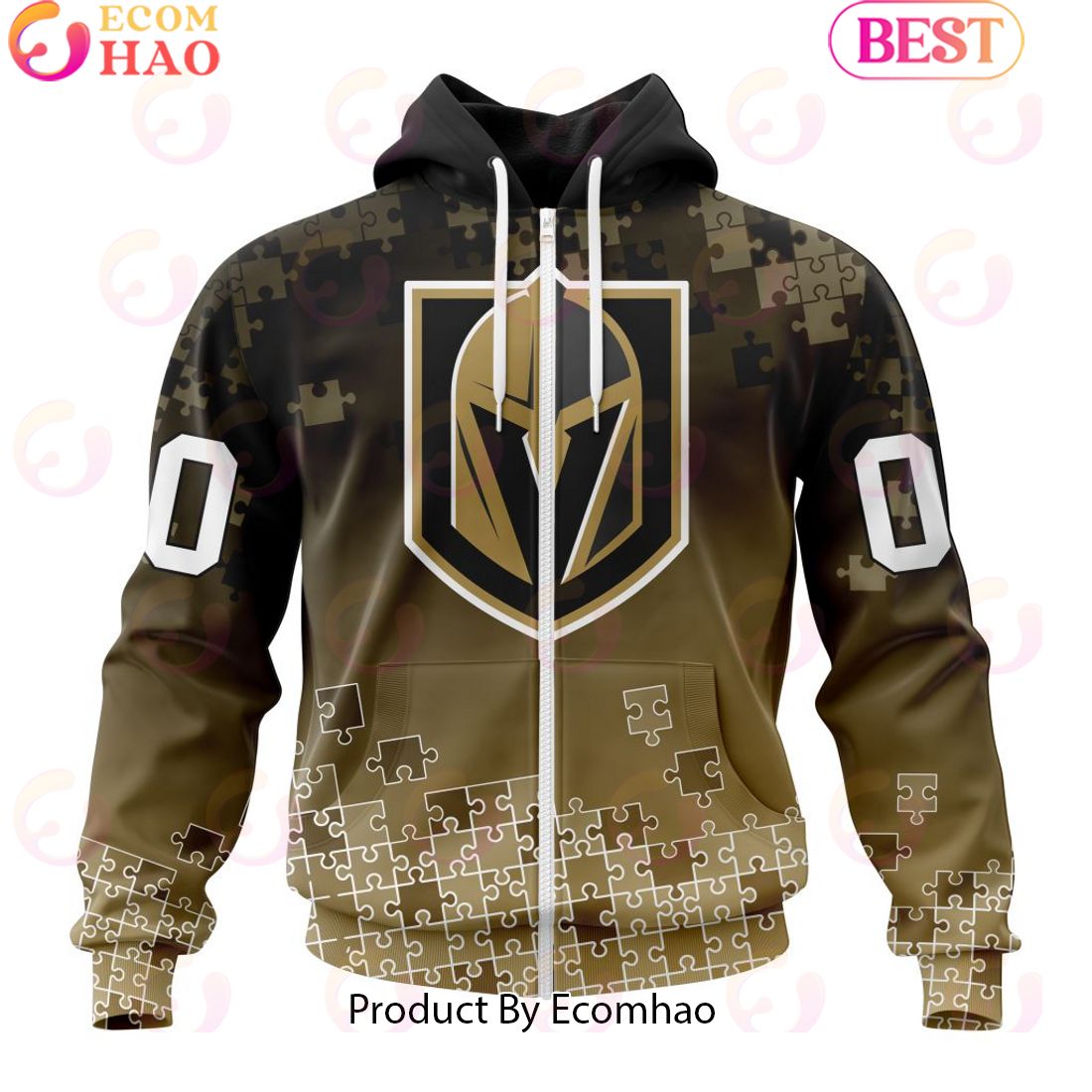 Personalized NHL Vegas Golden Knights Special Autism Awareness Design ST2403 3D Hoodie