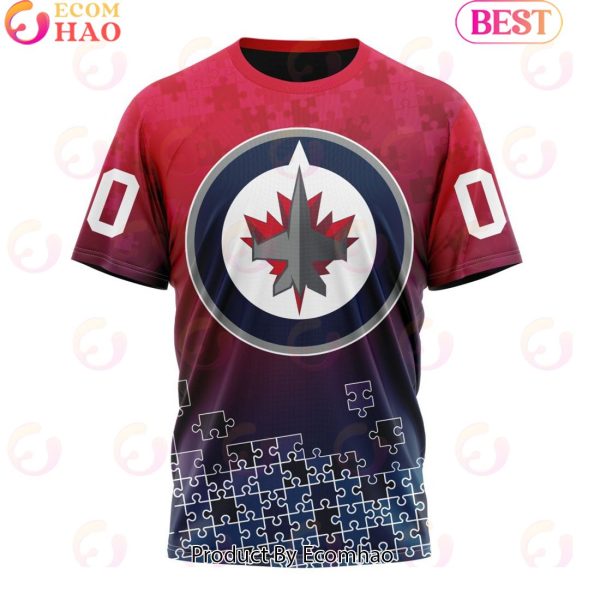 Personalized NHL Winnipeg Jets Special Autism Awareness Design ST2403 3D Hoodie