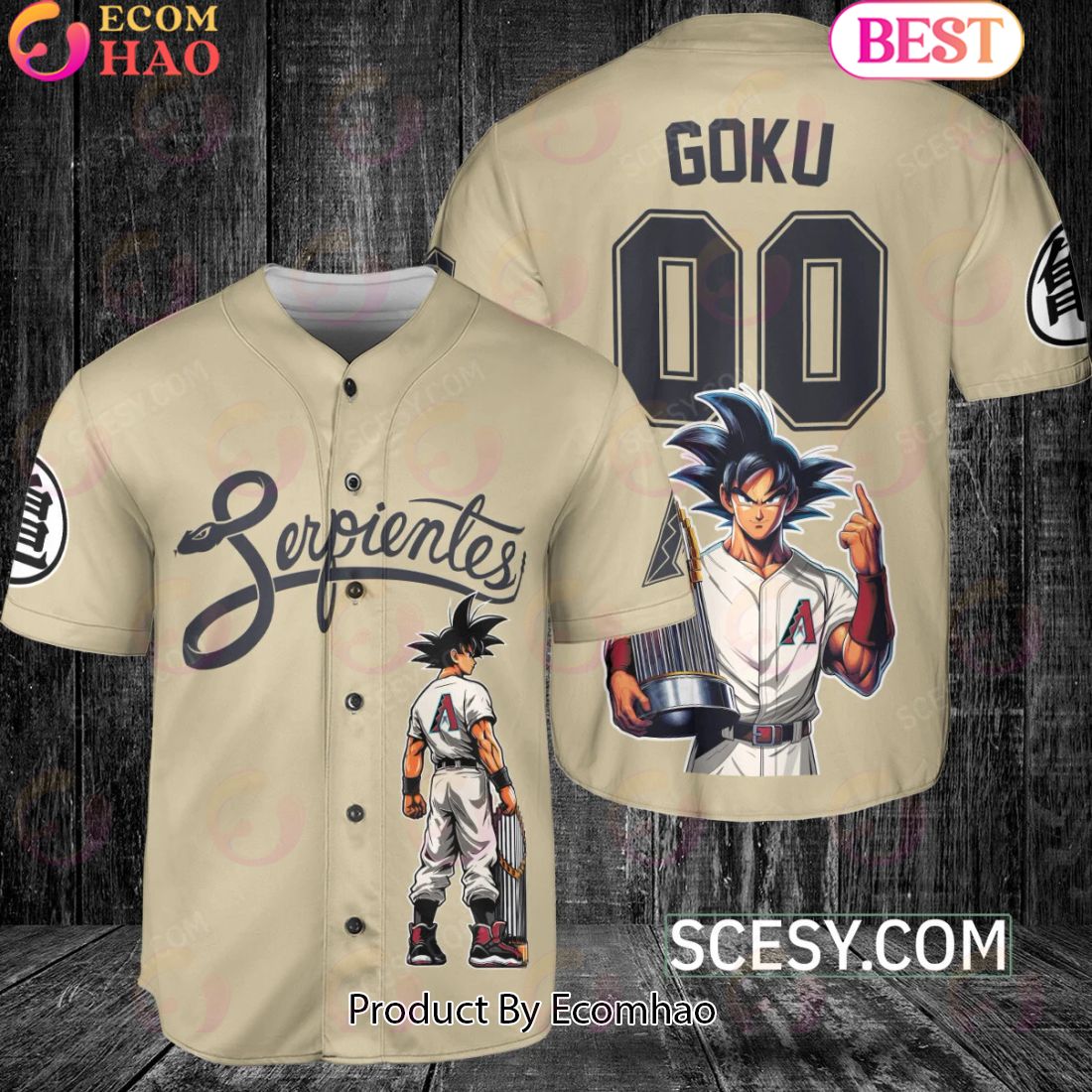 Arizona Diamondbacks Dragon Ball Son Goku Baseball Jersey Sand