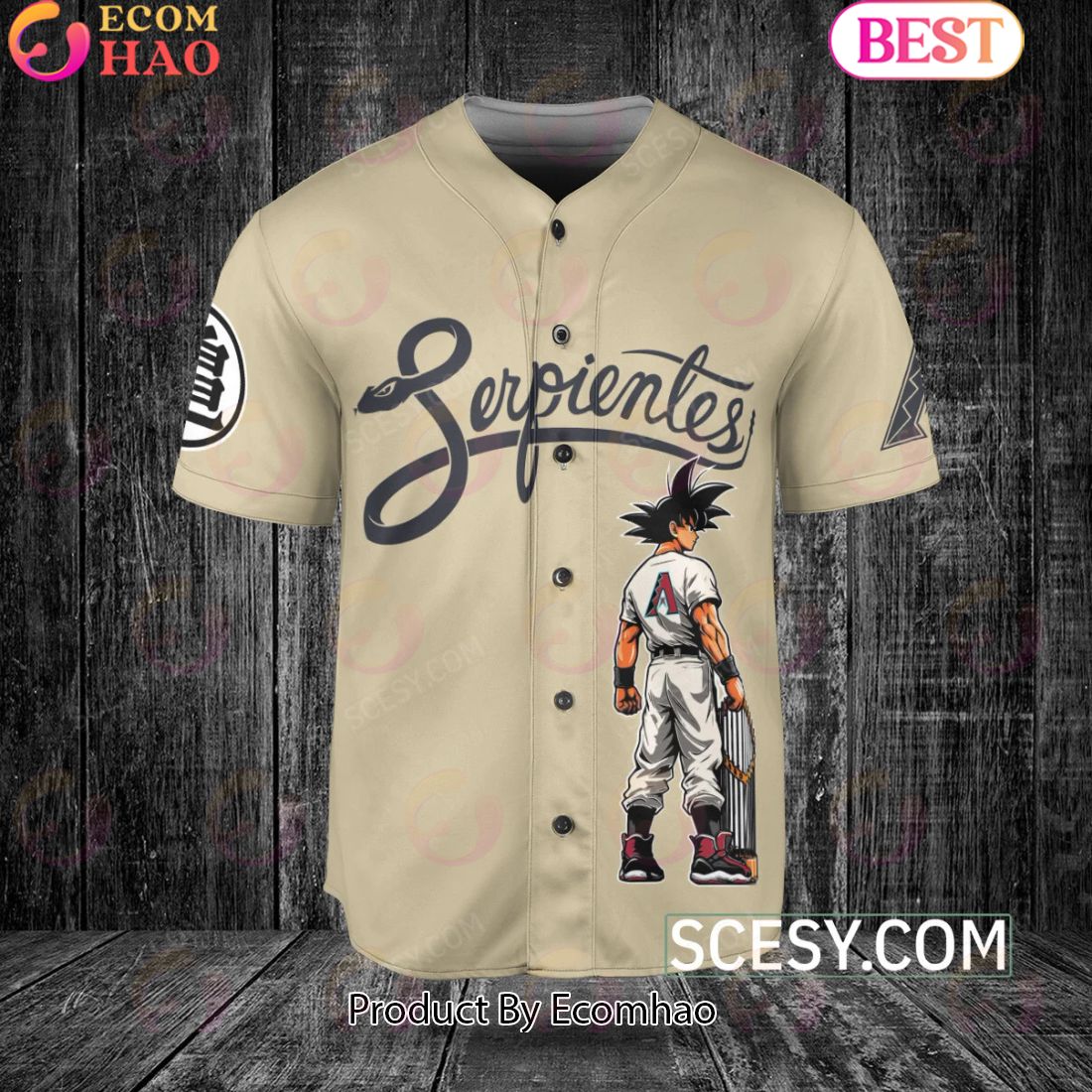 Arizona Diamondbacks Dragon Ball Son Goku Baseball Jersey Sand