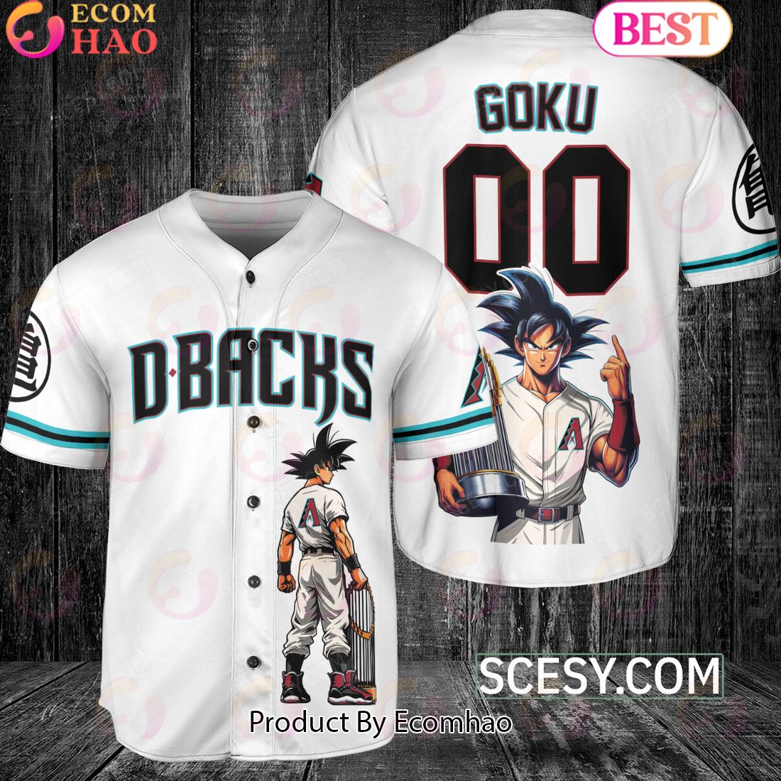 Arizona Diamondbacks Dragon Ball Son Goku Baseball Jersey White