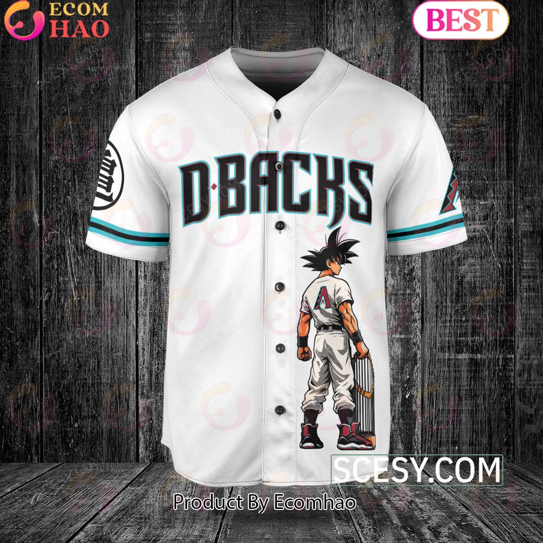 Arizona Diamondbacks Dragon Ball Son Goku Baseball Jersey White