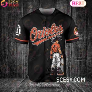 Baltimore Orioles Dragon Ball Son Goku Baseball Jersey Black Orange