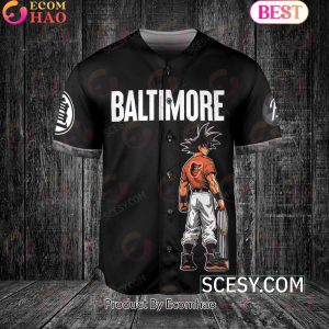 Baltimore Orioles Dragon Ball Son Goku Baseball Jersey Black White