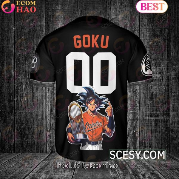 Baltimore Orioles Dragon Ball Son Goku Baseball Jersey Black White