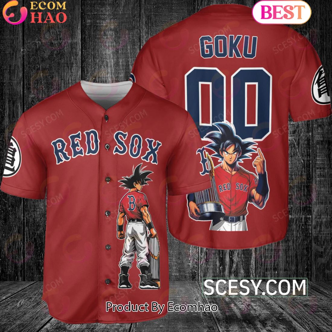 Boston Red Sox Dragon Ball Son Goku Baseball Jersey Red