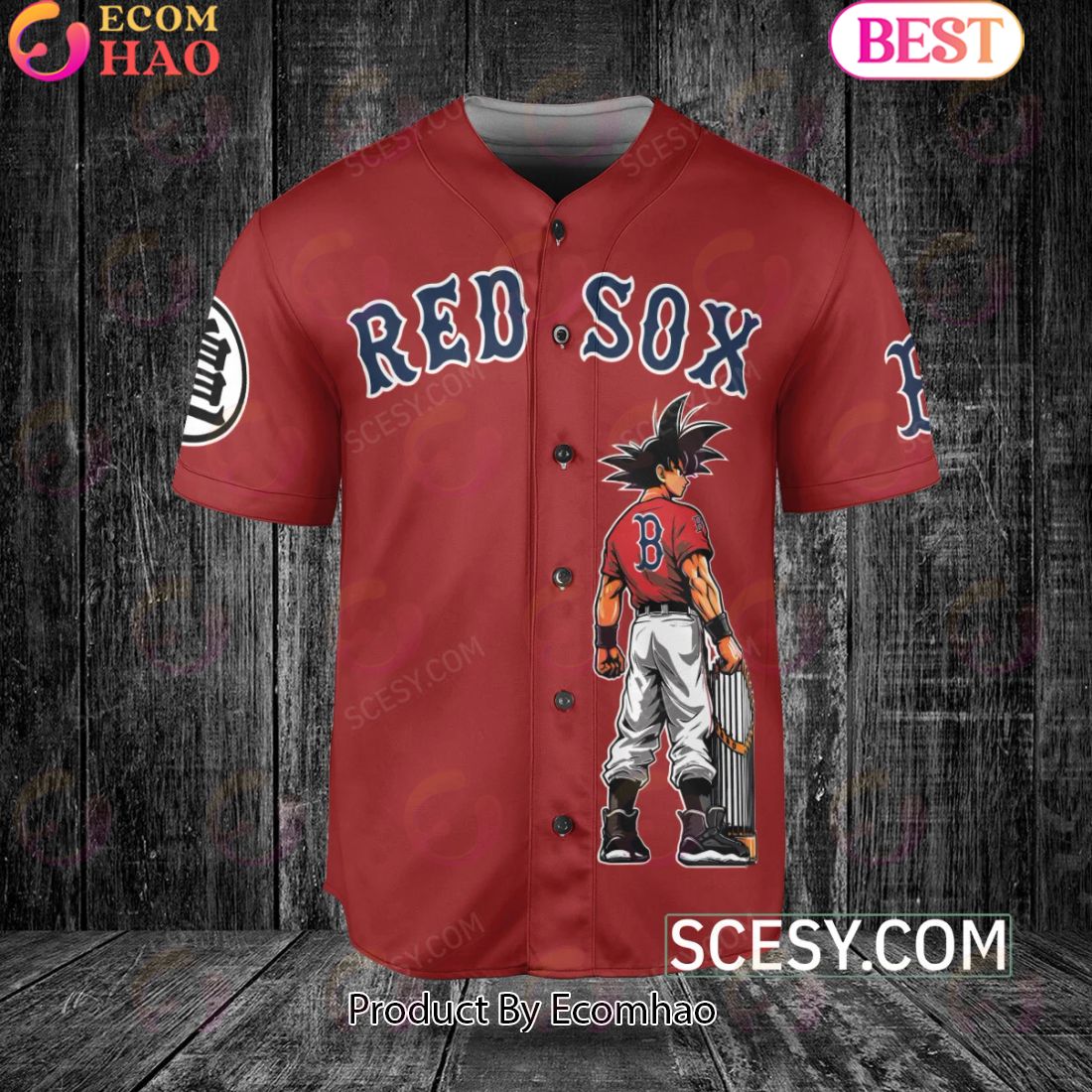 Boston Red Sox Dragon Ball Son Goku Baseball Jersey Red