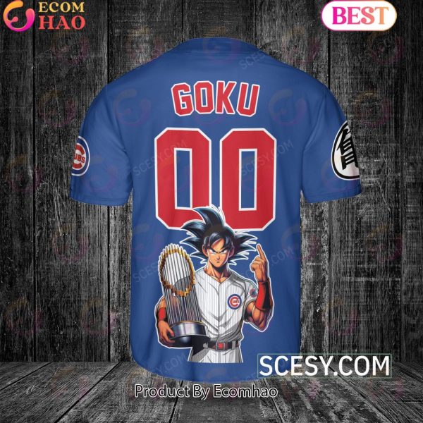 Chicago Cubs Dragon Ball Son Goku Baseball Jersey Blue