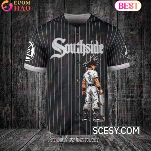 Chicago White Sox Dragon Ball Son Goku Baseball Jersey Black Striped