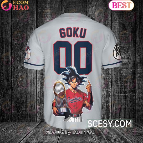 Cleveland Guardians Dragon Ball Son Goku Baseball Jersey Gray