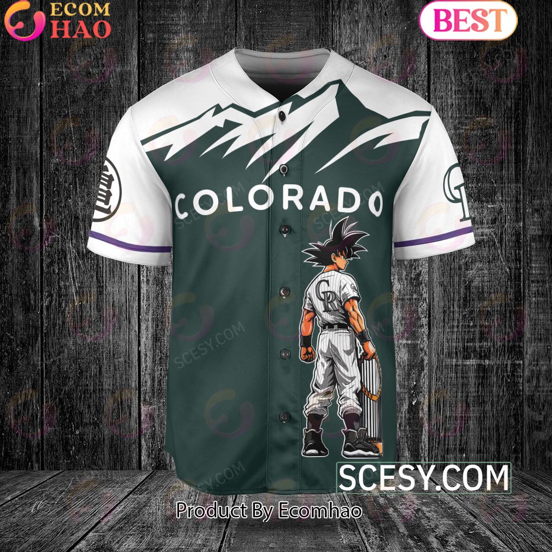 Colorado Rockies Dragon Ball Son Goku Baseball Jersey Green