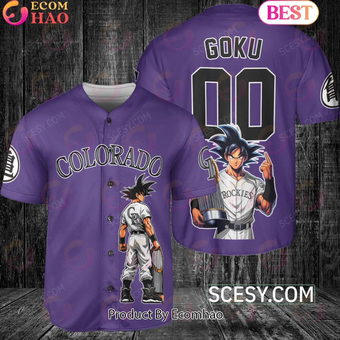 Colorado Rockies Dragon Ball Son Goku Baseball Jersey Purple