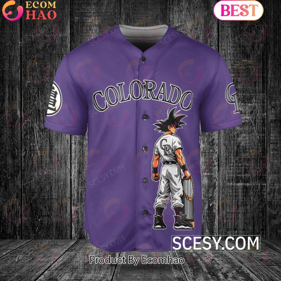 Colorado Rockies Dragon Ball Son Goku Baseball Jersey Purple