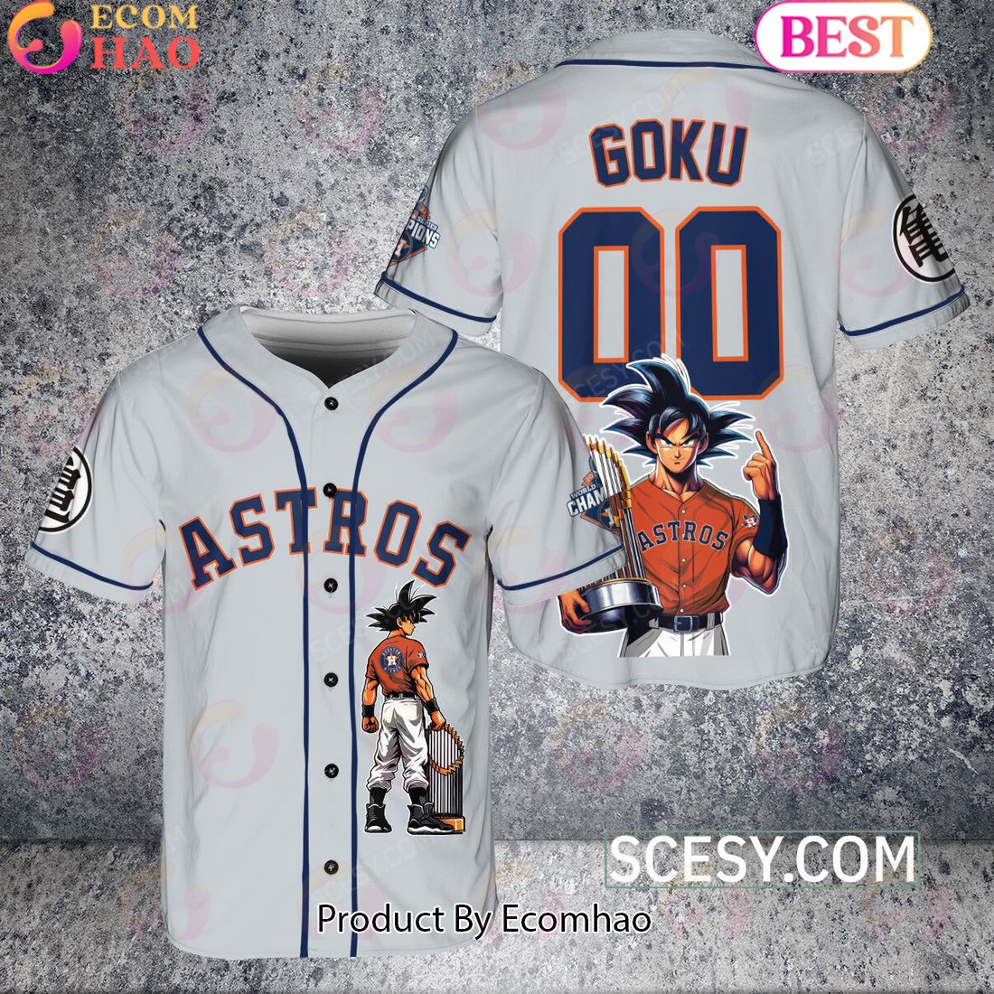 Houston Astros Dragon Ball Son Goku Baseball Jersey Gray