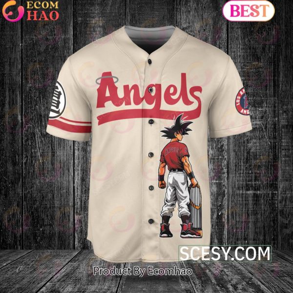 Los Angeles Angels Dragon Ball Son Goku Baseball Jersey Natural