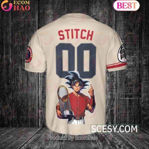 Los Angeles Angels Dragon Ball Son Goku Baseball Jersey Natural