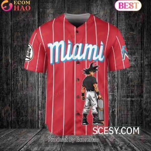 Miami Marlins Dragon Ball Son Goku Baseball Jersey Red