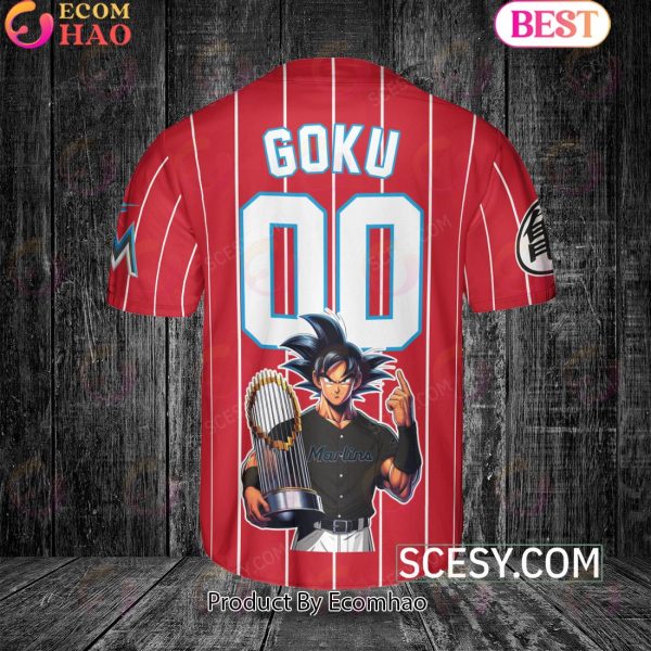 Miami Marlins Dragon Ball Son Goku Baseball Jersey Red