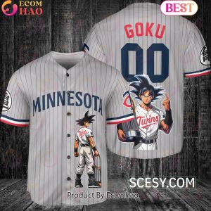 Minnesota Twins Dragon Ball Son Goku Baseball Jersey Gray