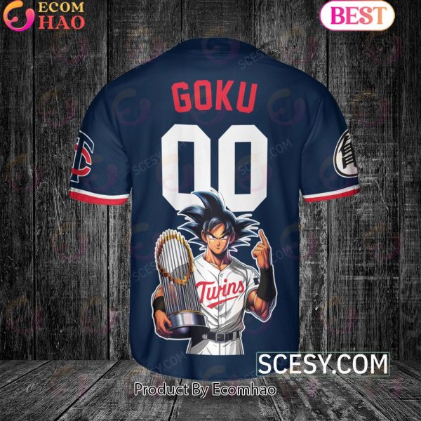 Minnesota Twins Dragon Ball Son Goku Baseball Jersey Navy