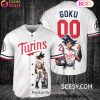 Minnesota Twins Dragon Ball Son Goku Baseball Jersey Navy