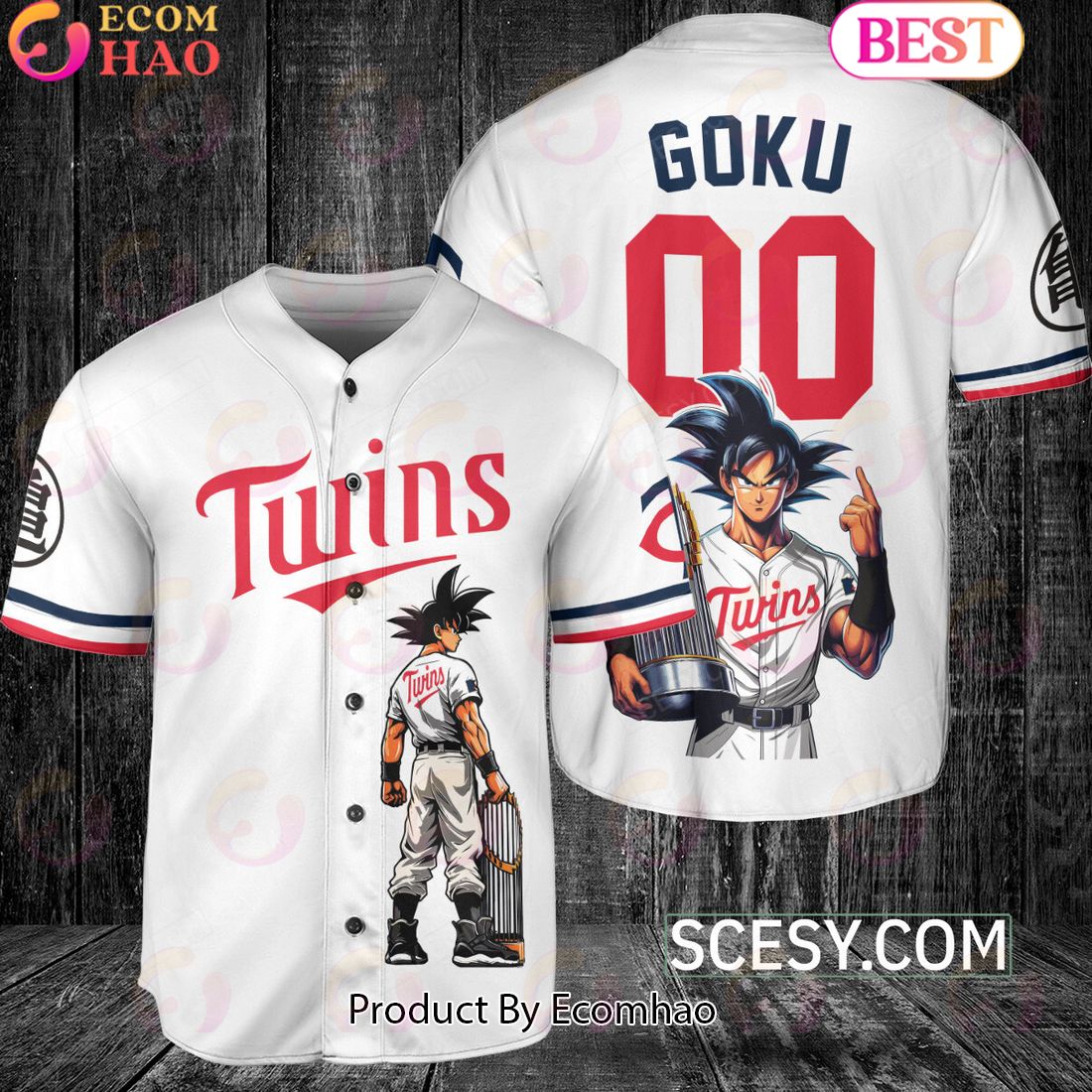 Minnesota Twins Dragon Ball Son Goku Baseball Jersey White