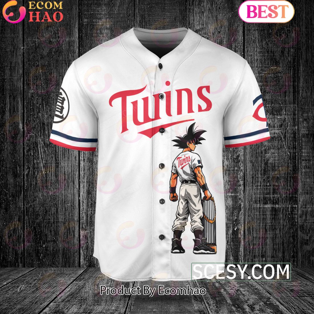 Minnesota Twins Dragon Ball Son Goku Baseball Jersey White