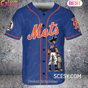 New York Mets Dragon Ball Son Goku Baseball Jersey Blue